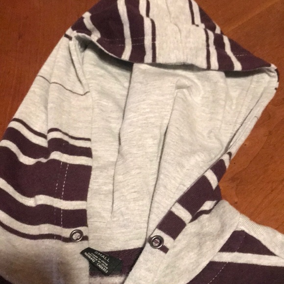 Zine Zip Up Hoodie “Whatever” Patch Gray Burgundy - Picture 5 of 12